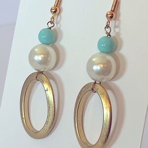 Cute, trendy handcrafted dangle earrings. Bead, wood, stone,crystals. S/G plated